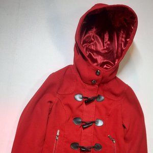 Red hooded Hydraulic Brand peacoat - Size Small